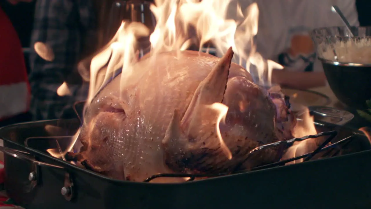 A flaming turkey makes for a surprising Thanksgiving dinner