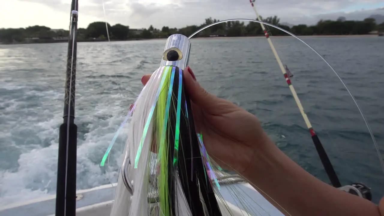 Close Up of Large Sea Fishing Hook and Fly