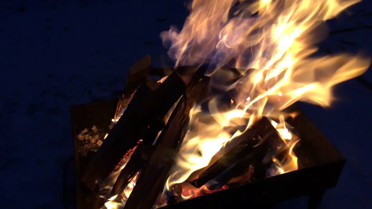 Barbecue fire on a winter day