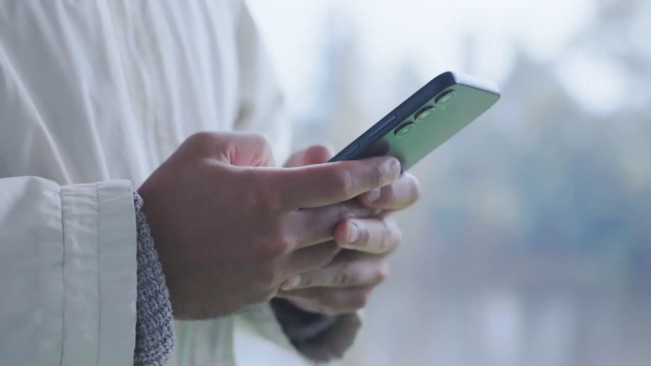 Hands phone and networking with a person typing