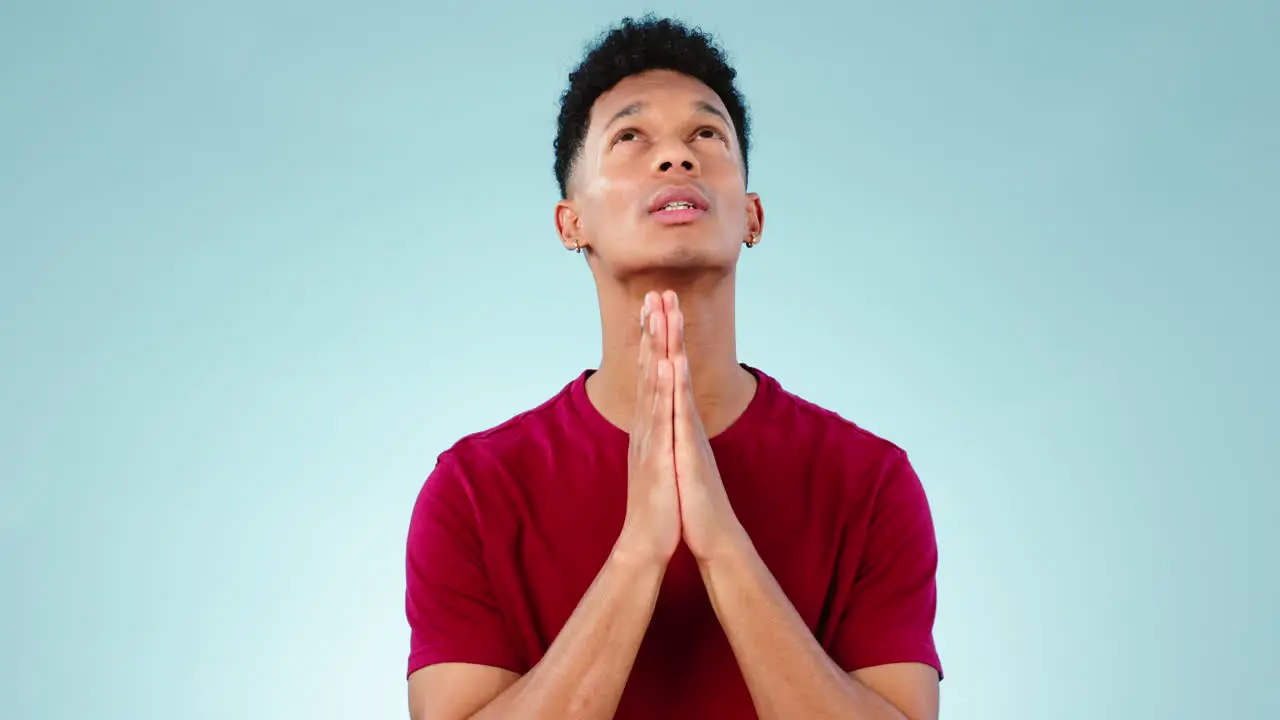 Hands talking or man in studio praying for hope