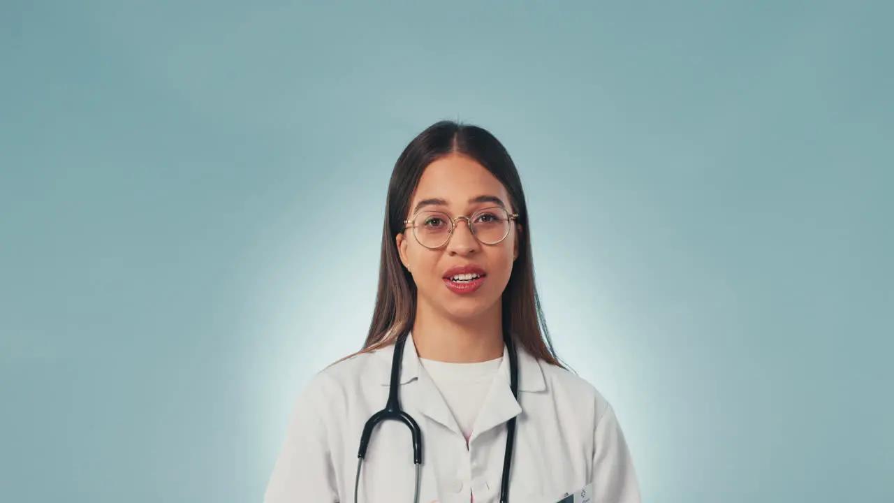 Portrait studio and woman doctor with choice