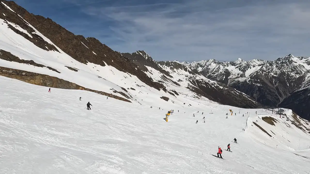 POV Shot Of Skier Skiing Down Snow Covered Mountain Slope Solden Austria 4