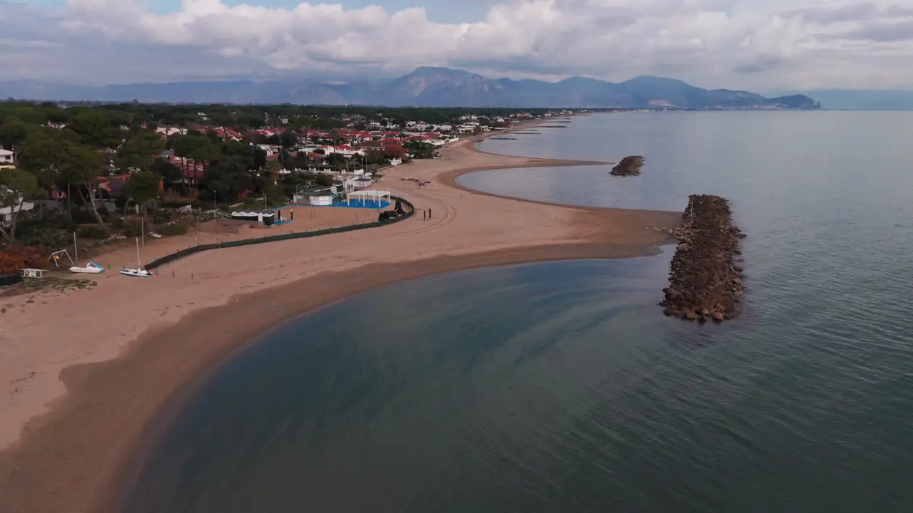 italian costline close to terracina Italy Pushining in drone shot