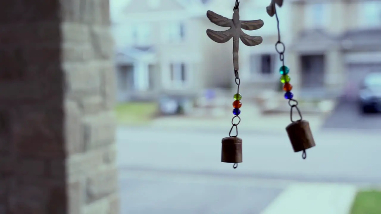 wind chimes moving with wind