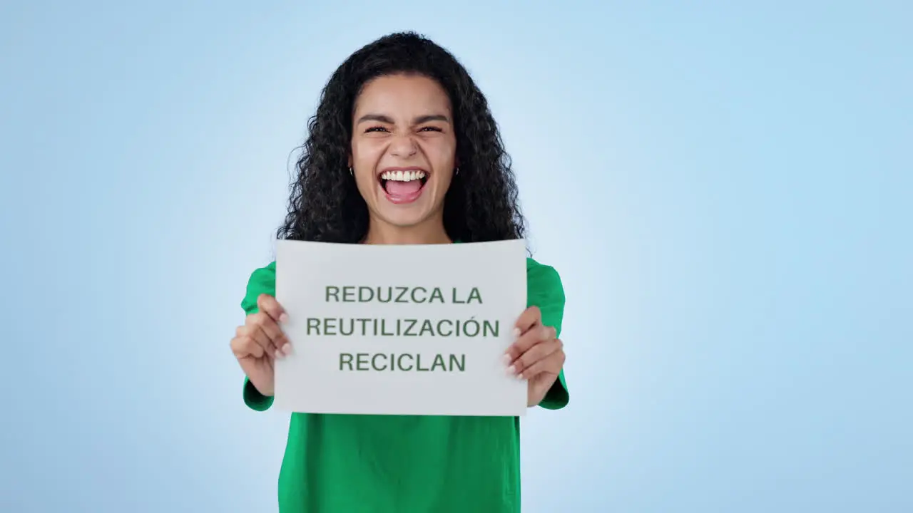 Woman activist and sign for recycle