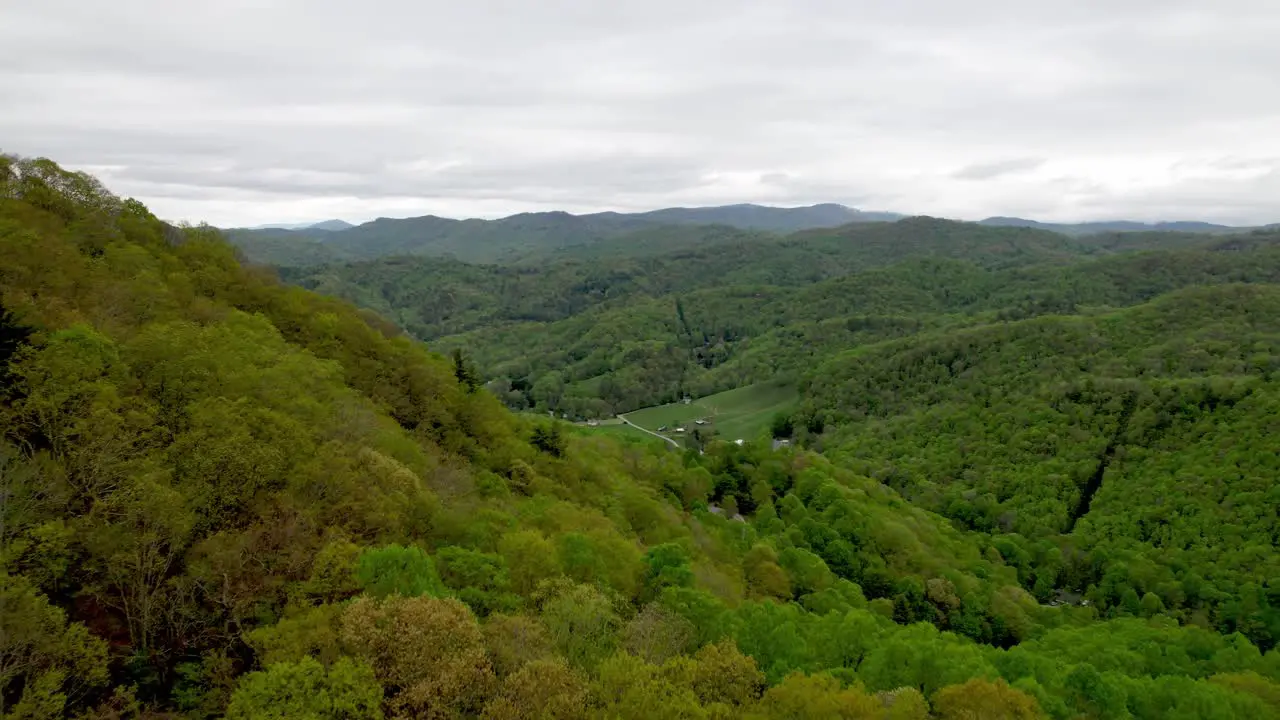 aerial pullout appalachian mountains near matney nc