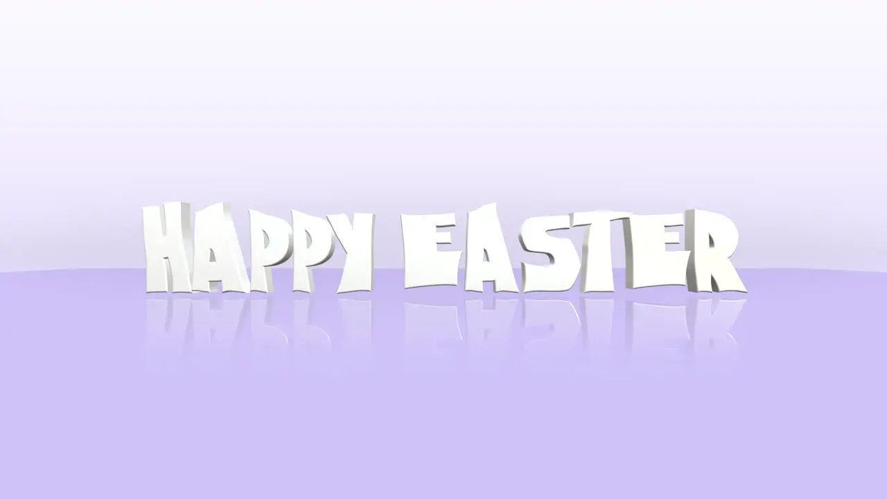 Floating white Happy Easter text on purple background