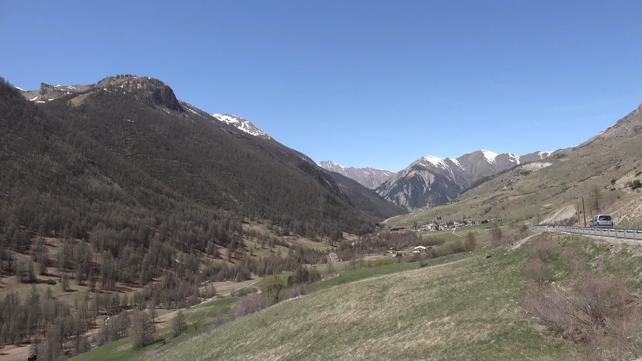 France Road Climbing Toward The Col De Larche