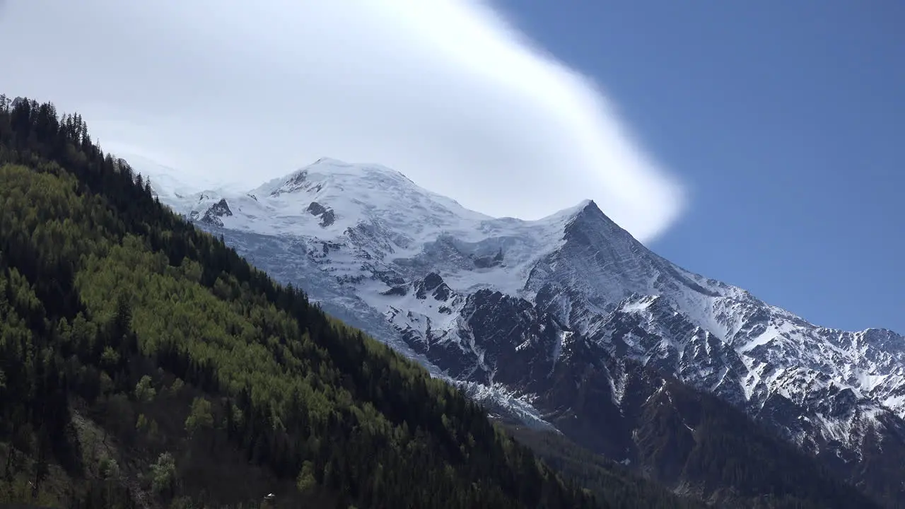 France Mont Blanc And White Cloud In Blue Sky