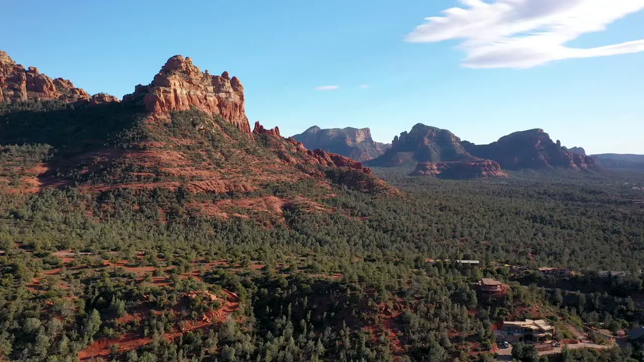 Aerial view of sunny desert hills in Sedona Arizona