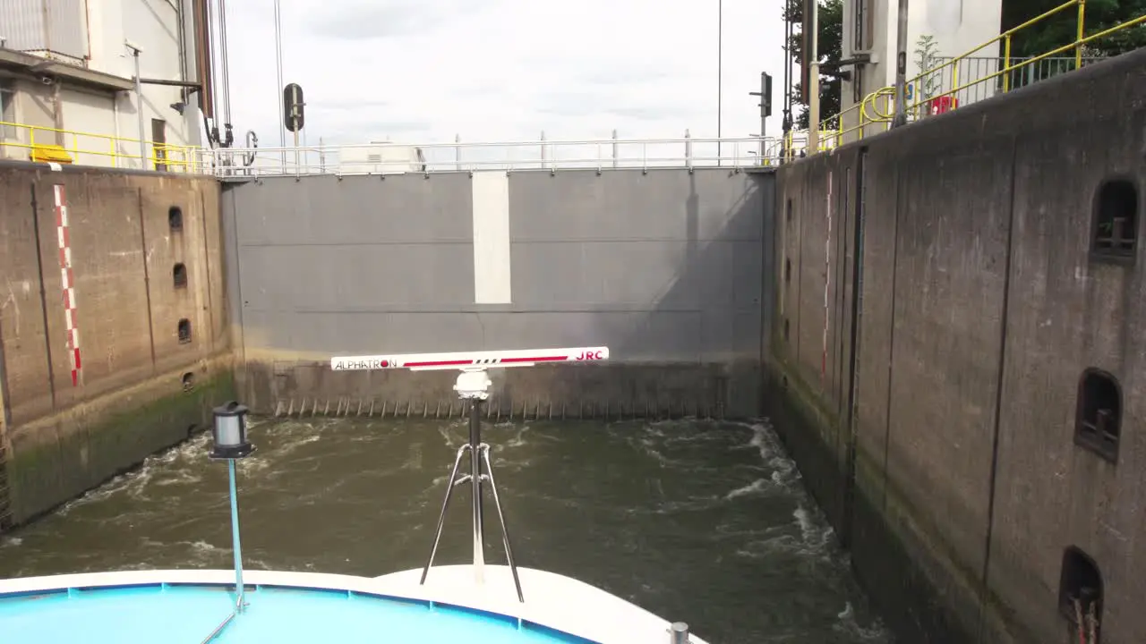 River lock being used by river cruise in the rhime river