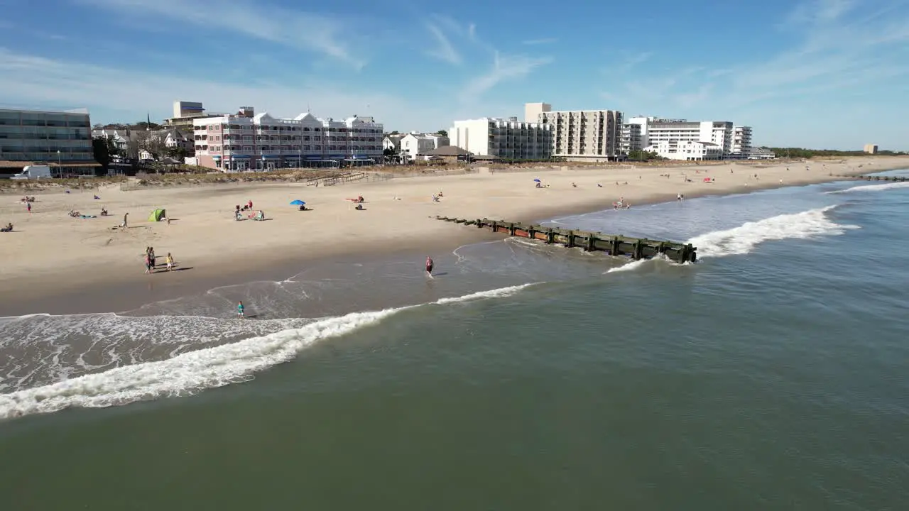 Rehoboth Beach Delaware drone autumn sunny day over ocean