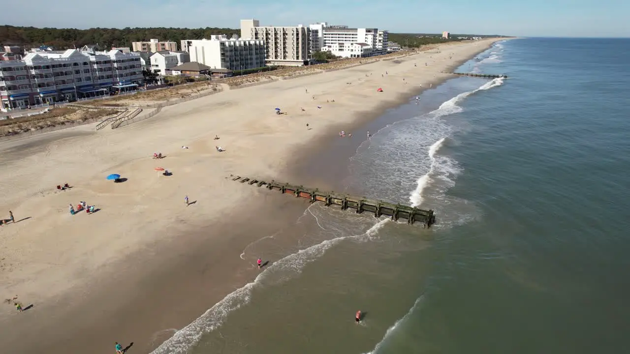 Rehoboth beach delaware drone descending spiral over swimmers in Atlantic Ocean