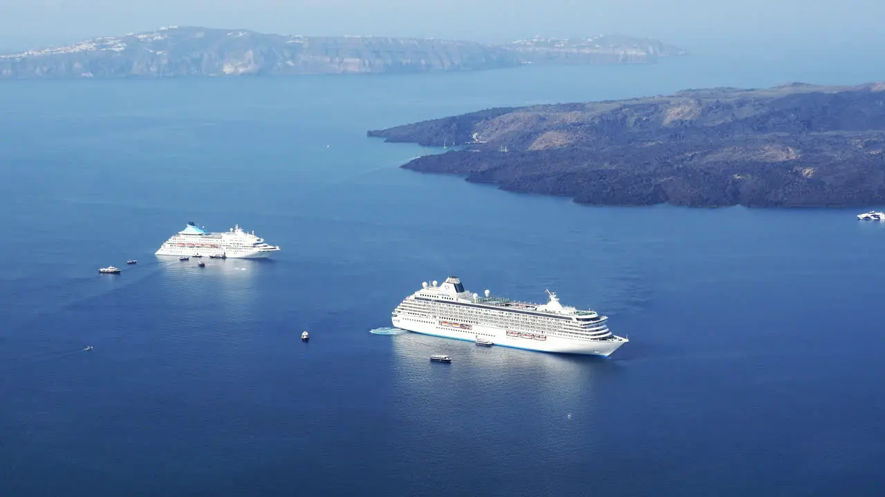 Greece Santorini Ships Moving In Caldera Dramatic Time Lapse