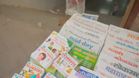 Close Up Of Newspaper Stall In Mumbai India