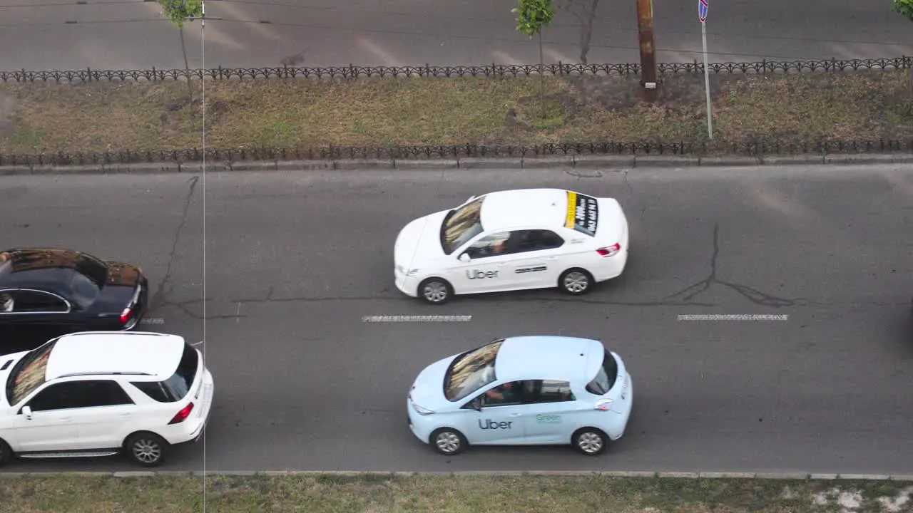 Luxury Cars And Vehicles Traveling At Two Lane Highway In Kyiv Ukraine