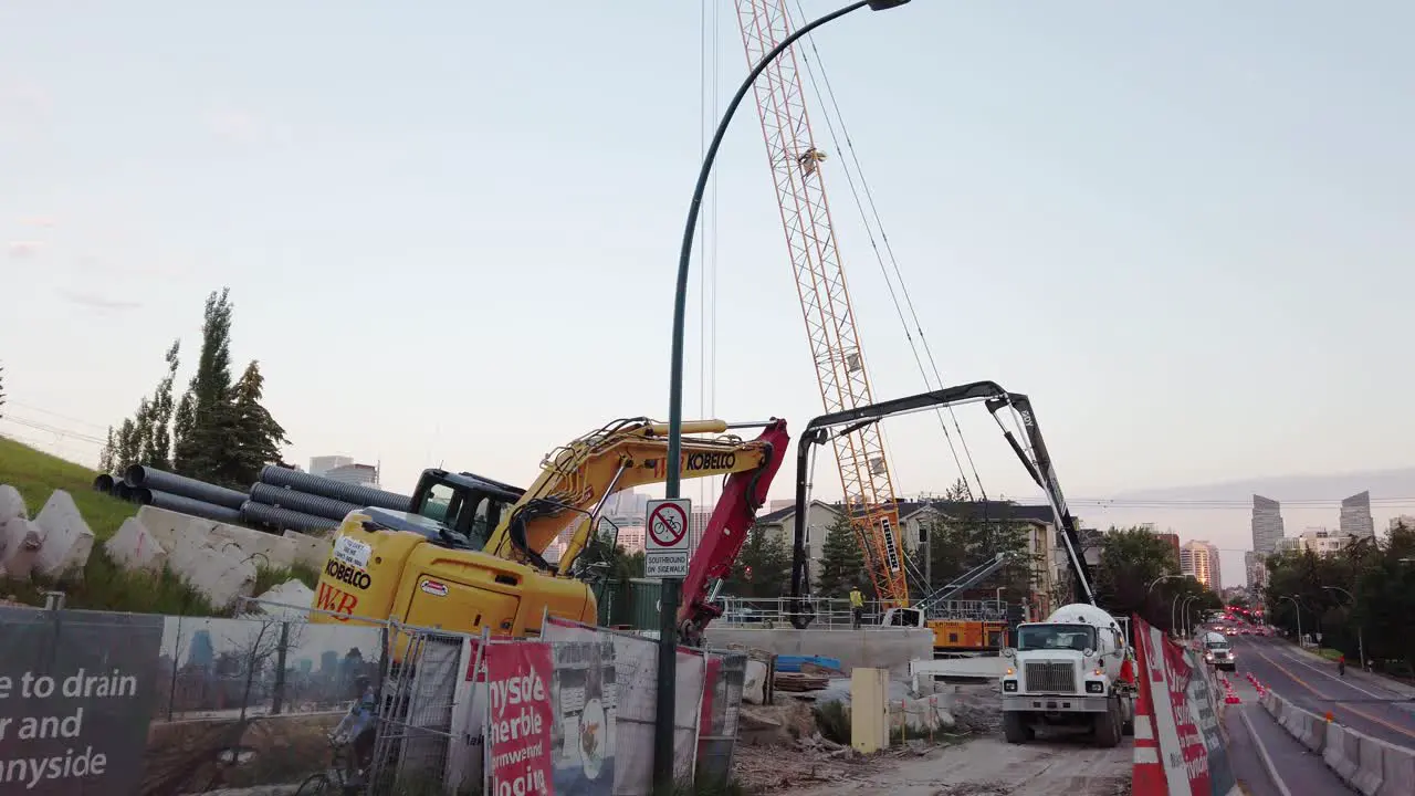 Construction machinery on city street Calgary Alberta Canada