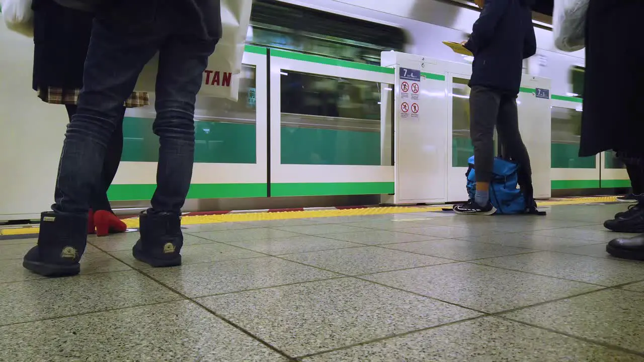 4k HD video while tokyo subway train approaching to platform