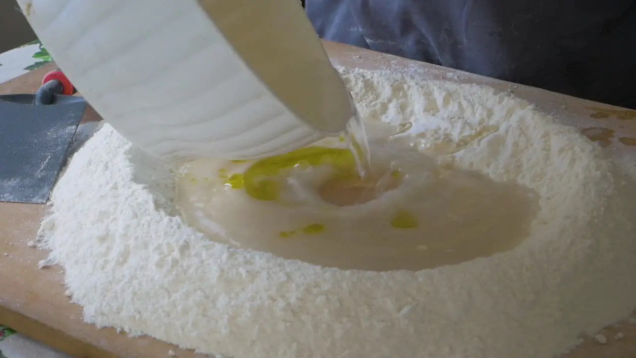 flour and water preparation for pasta