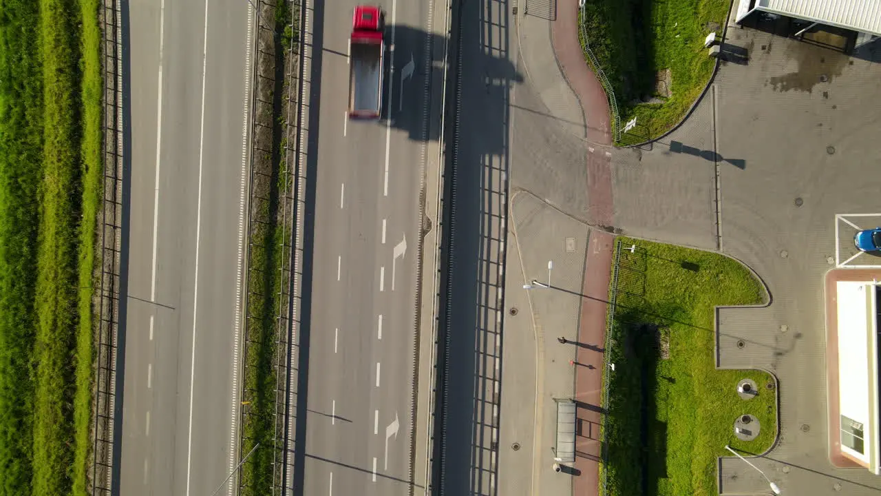 Bird's Eye View Of Traffic In The Roads Of Gdansk City In Poland