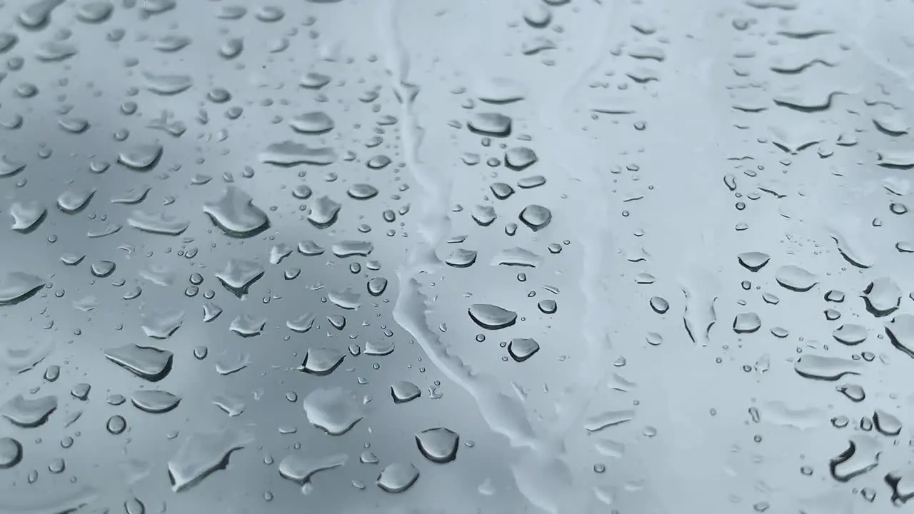 Wet glass window from rain water from the precipitation of a dark storm