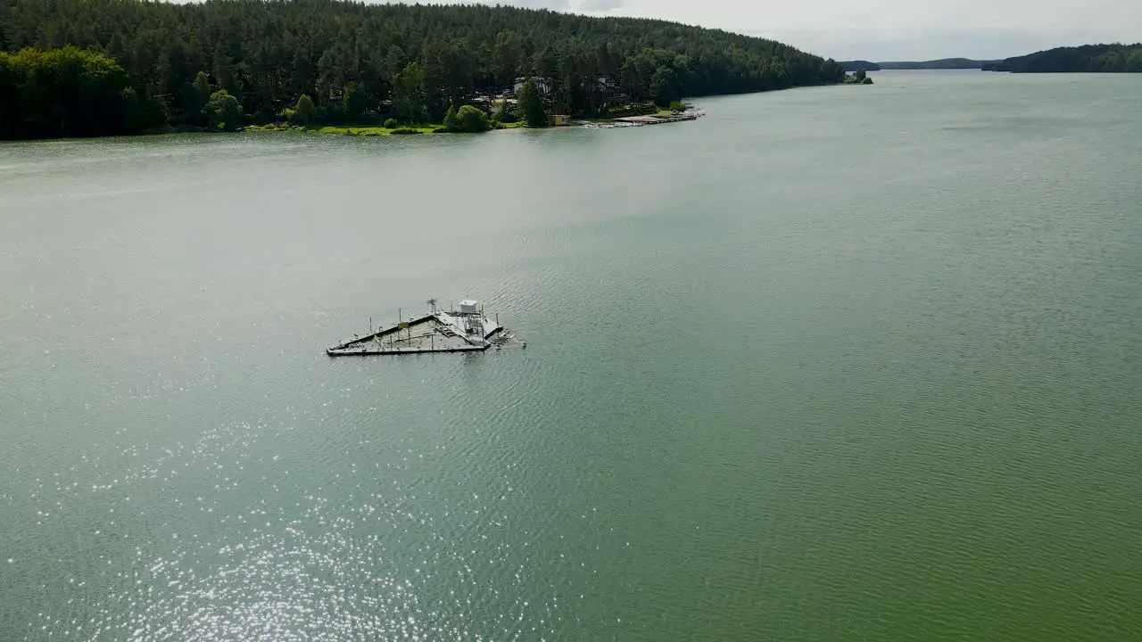 Meteo station on Radunskie Lake in Borucino village Poland Aerial