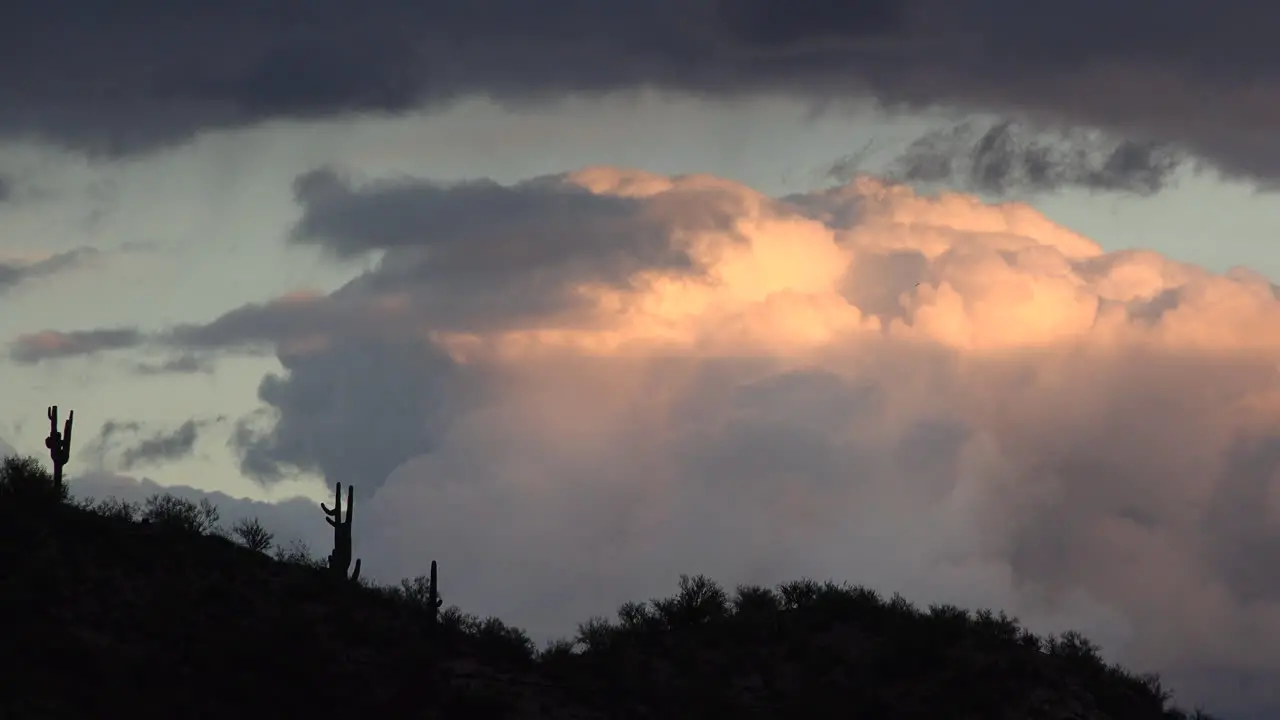 Arizona With Cloud And Saguaros Time Lapse