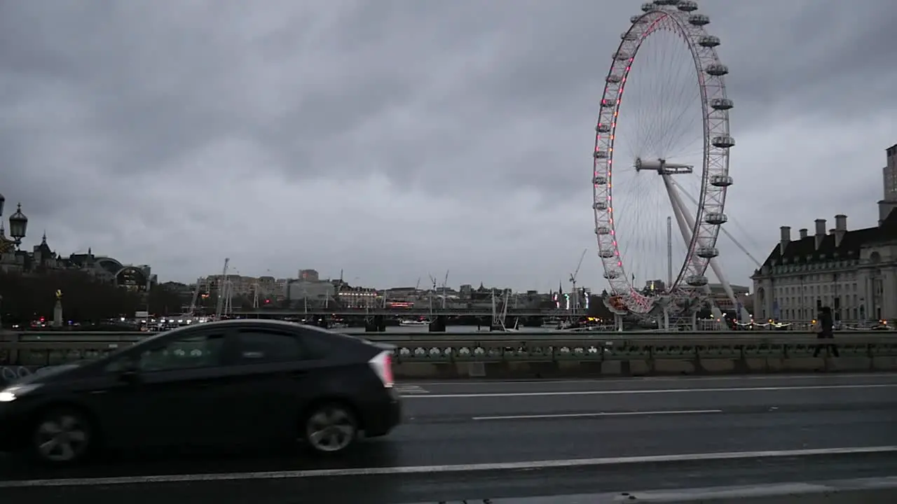 The London eye on a rainy day in London