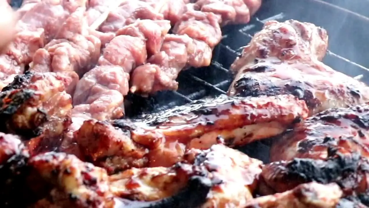 Cooking Meat on a Charcoal Barbecue