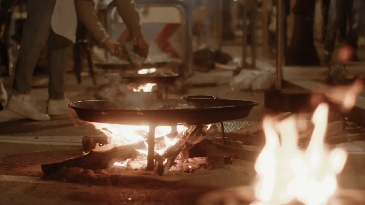 Burning Paella at Fallas Festival in Valencia Spain