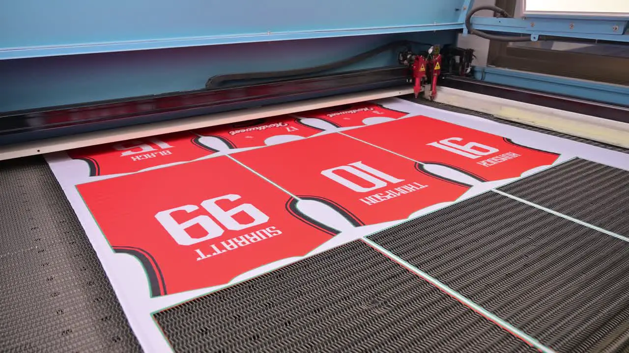 Laser Cutting Machine for Fabric Textile and Garment working on Sports Shirts