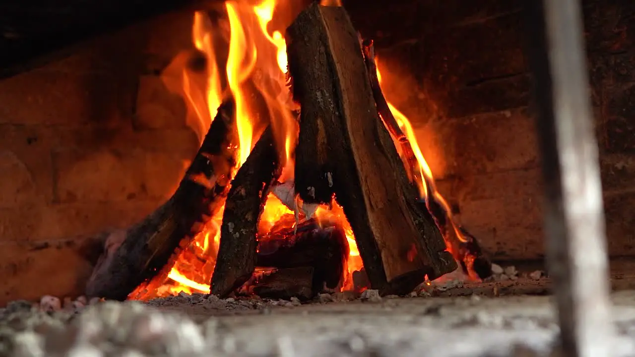 Slow motion fire in a fireplace