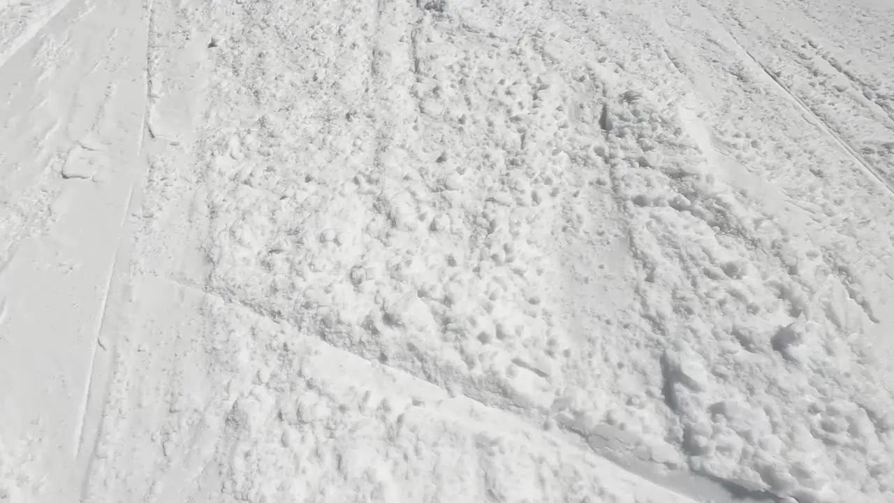 Low Angle POV Skier Skiing Down Snow Mountain Slope Solden Austria 3