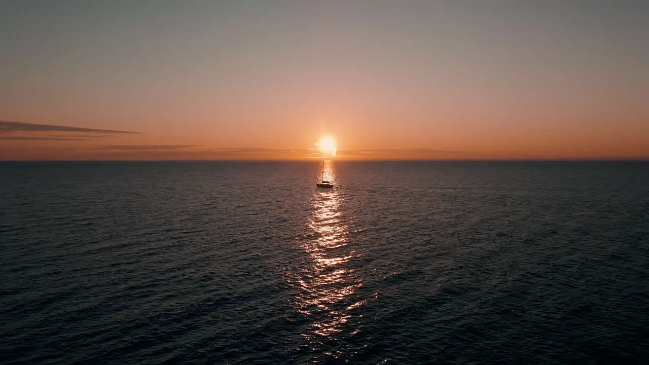 Sailboat Sailing On The Gulf Of Saint Lawrence From The Pointe Saint-Pierre In Quebec Canada On A Sunset