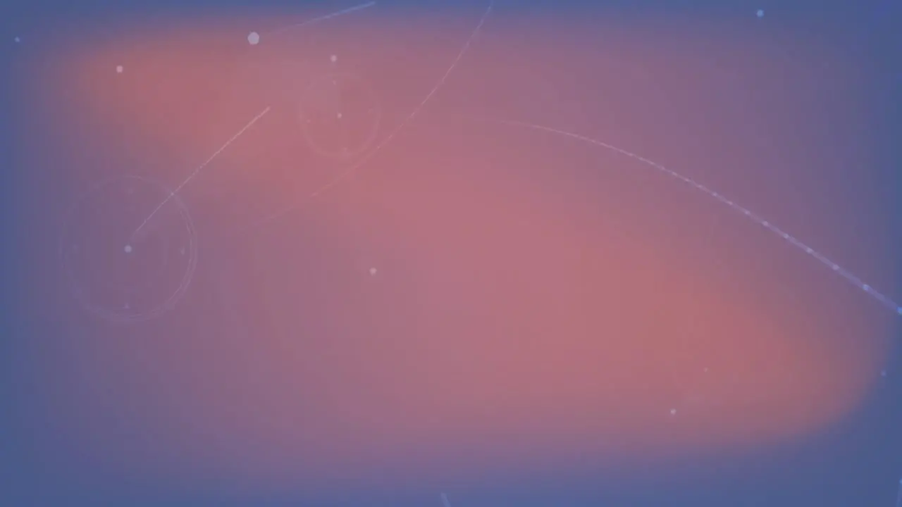 Animation of shapes and lines with light trails on orange background