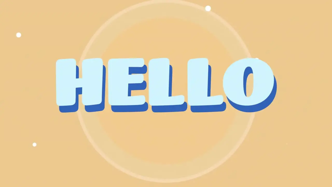 Animation of hello text and shapes on orange background