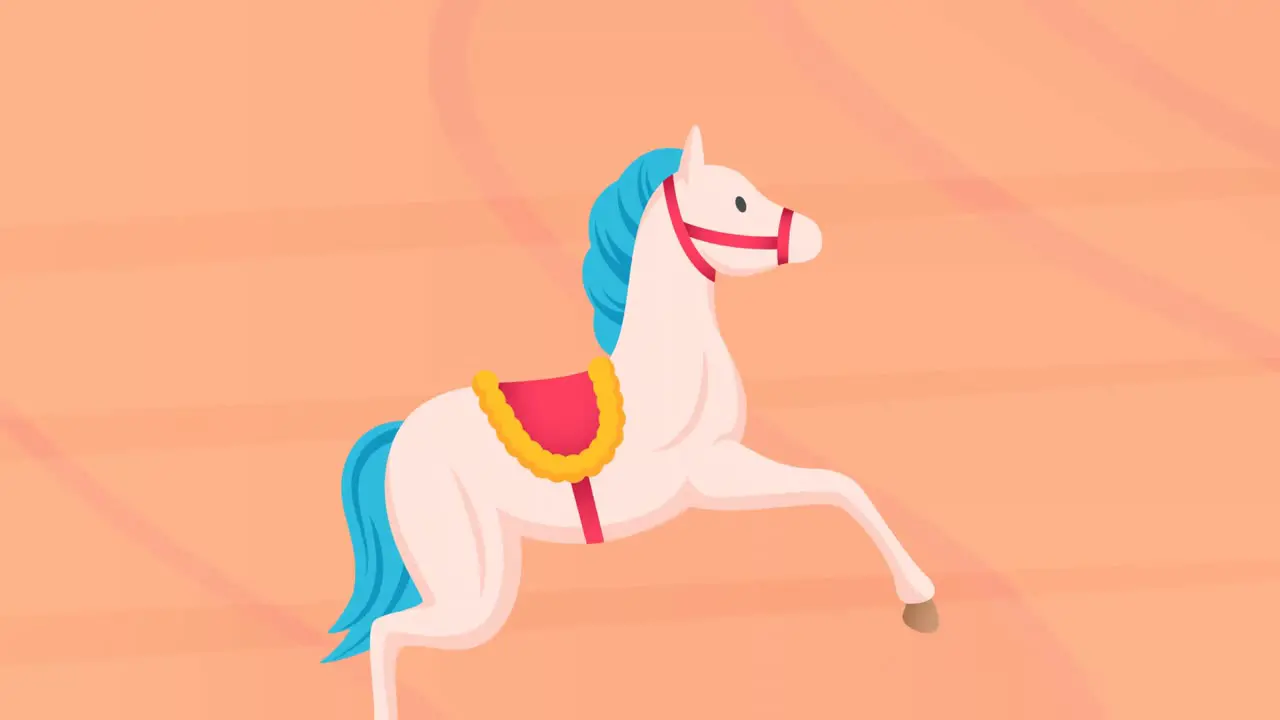 Animation of toy horse rocking over orange background