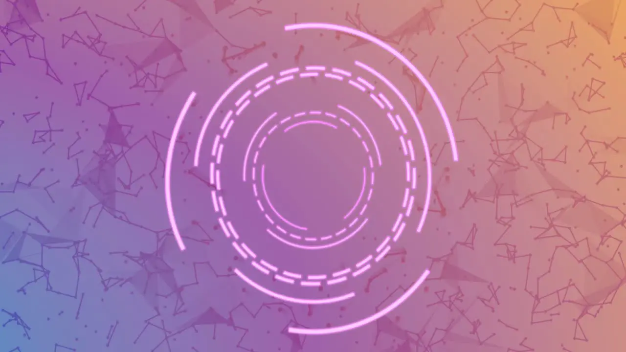 Animation of processing circle over connections on pink and orange background