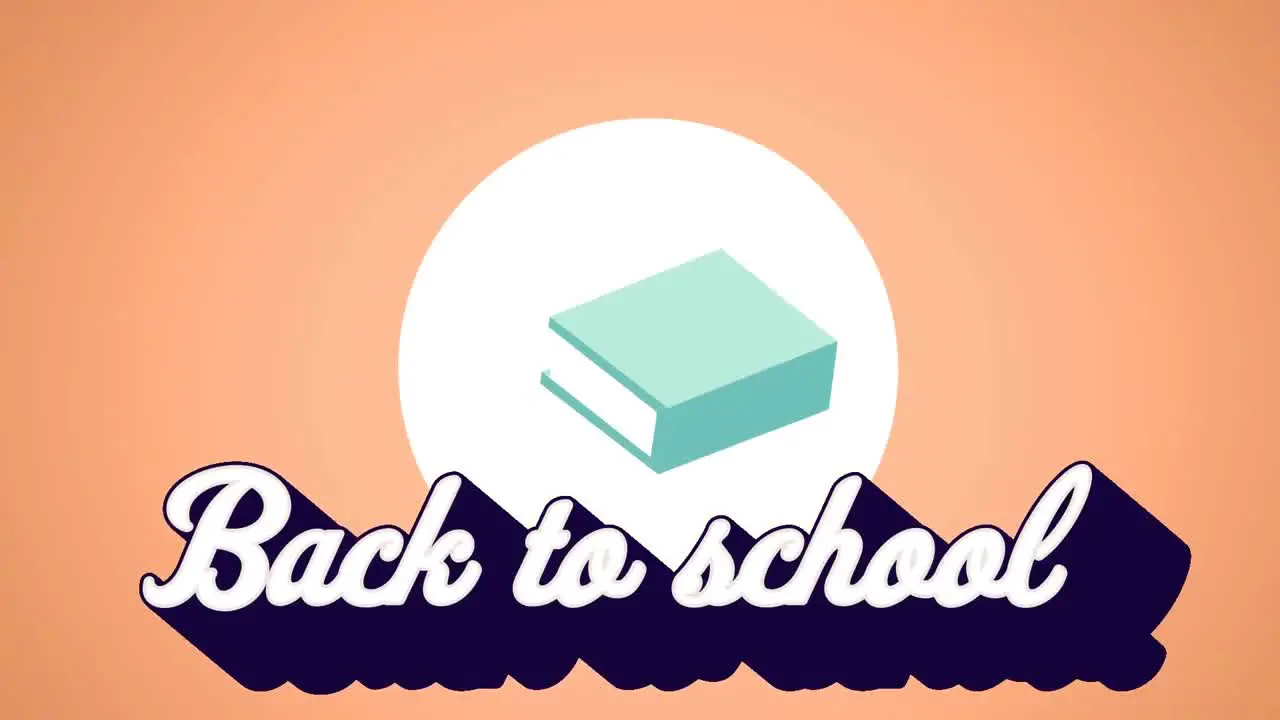 Animation of back to school text over school items icons on orange background