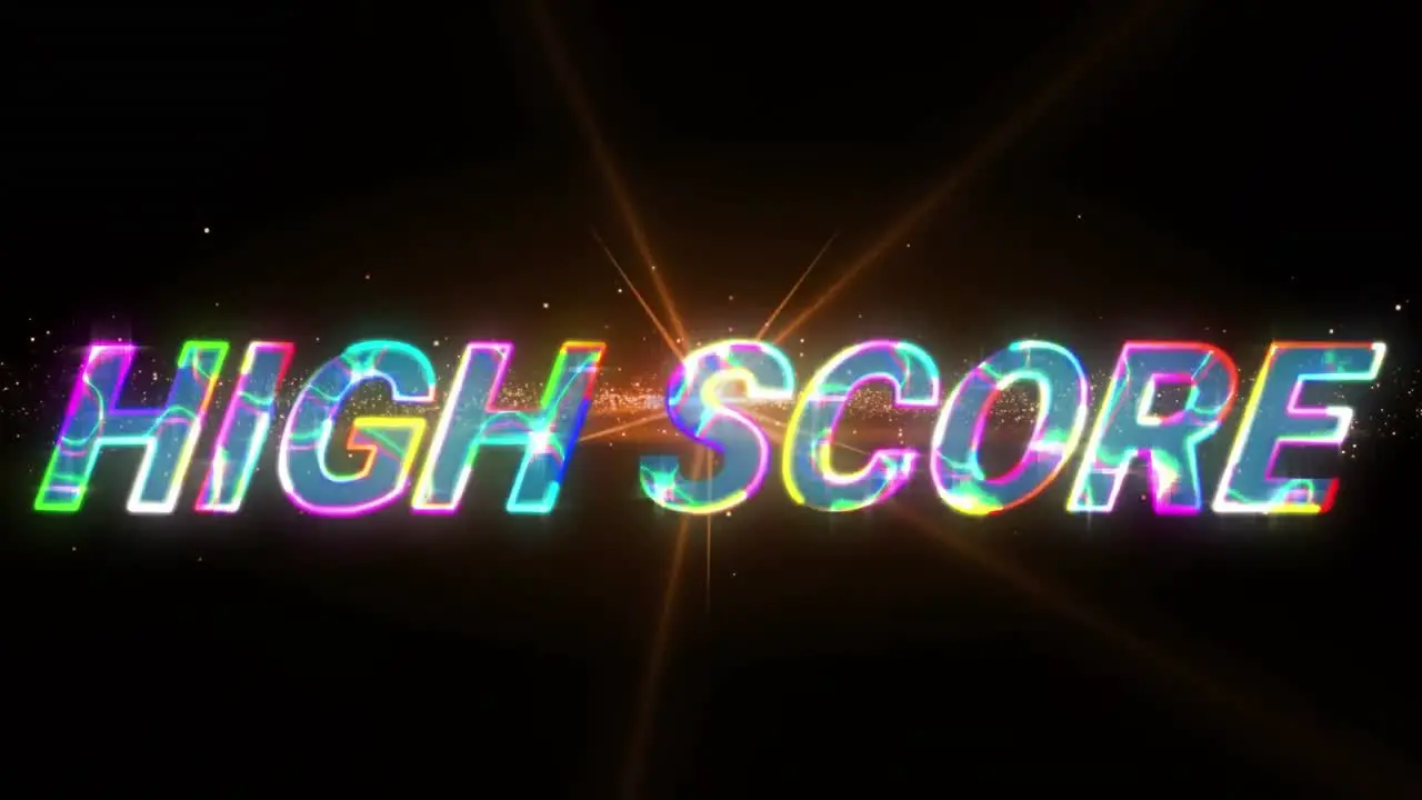 Animation of glowing high score text over orange light