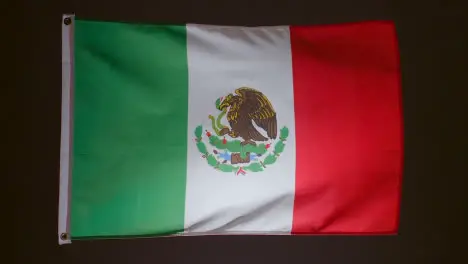 Studio Shot Of Flag Of Mexico Flying Against Black Background