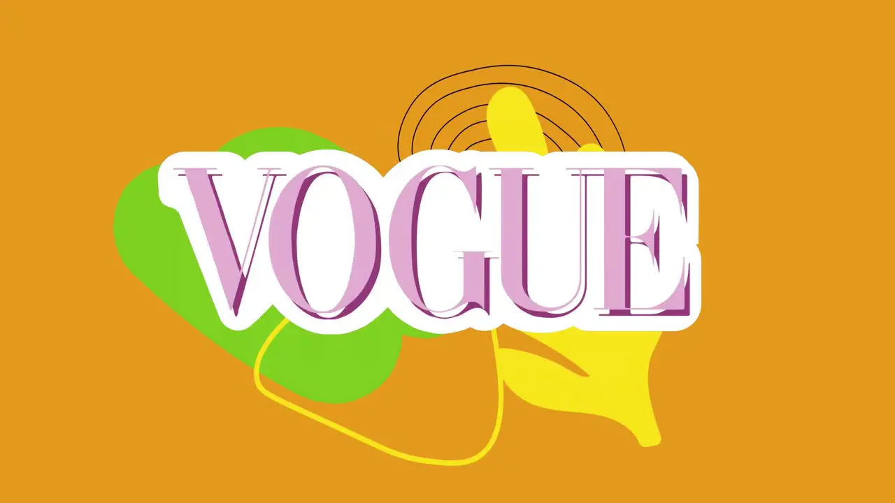 Animation of vogue style ootd texts over abstract shapes on orange background