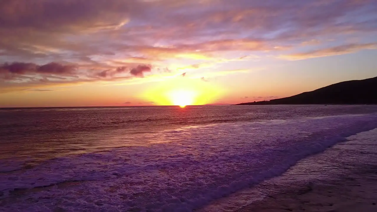 Beautiful aerial shot of the ocean at sunset or sunrise near Malibu California 3