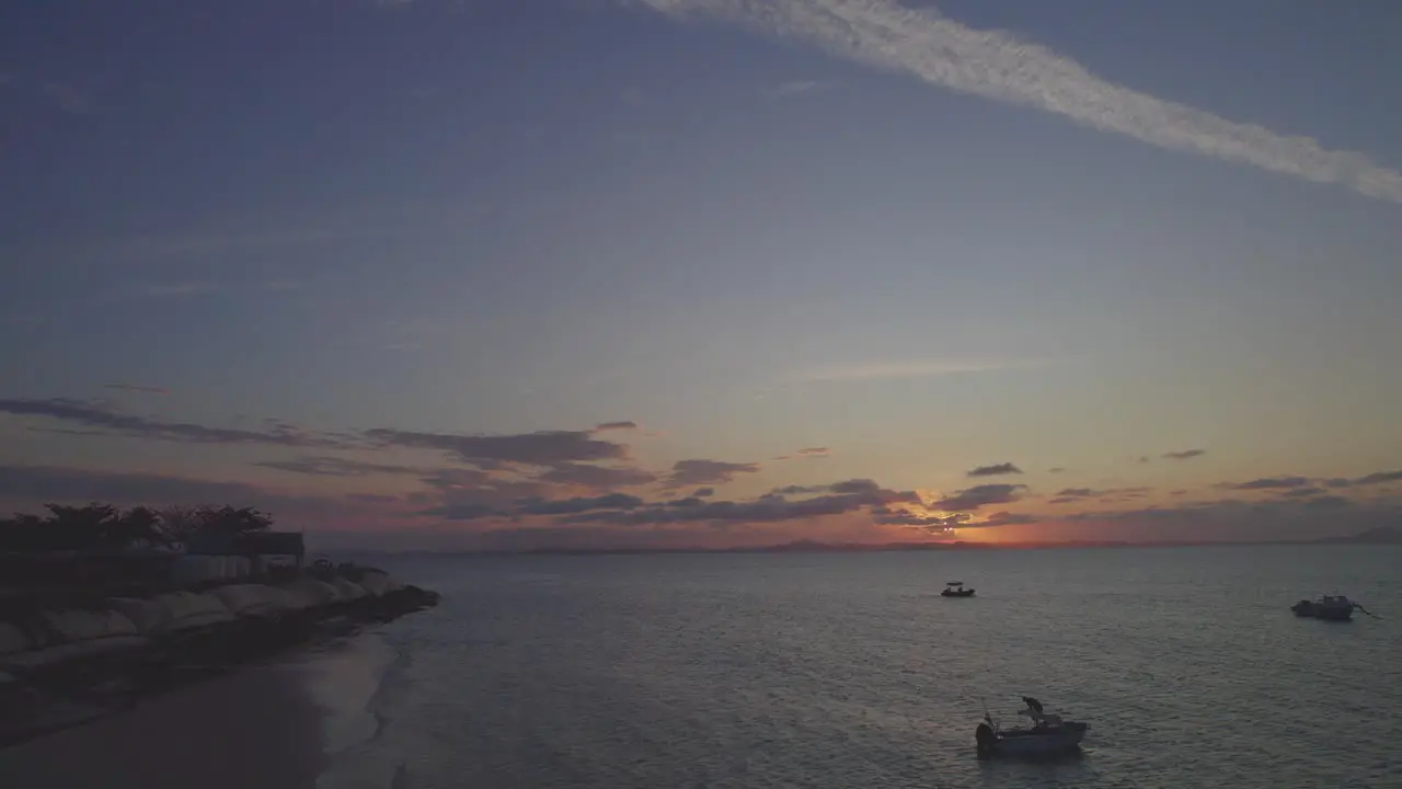 Sunset Over The Great Keppel Island With Boats Sailing On The Sea In Queensland Australia