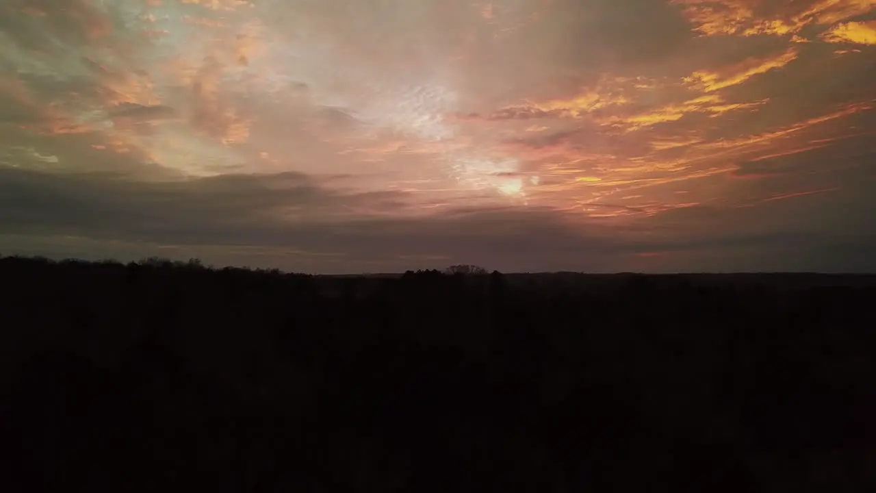 Sunset sky reveal after rain storm passes in Hampton GA