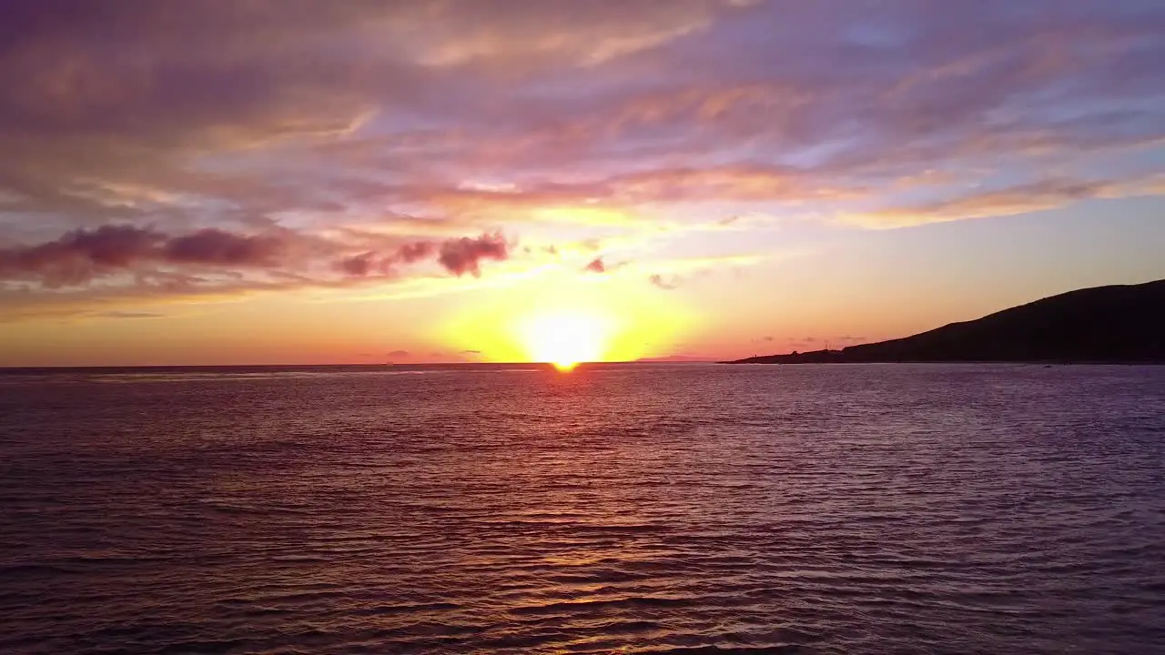 Beautiful aerial shot of the ocean at sunset or sunrise near Malibu California 2