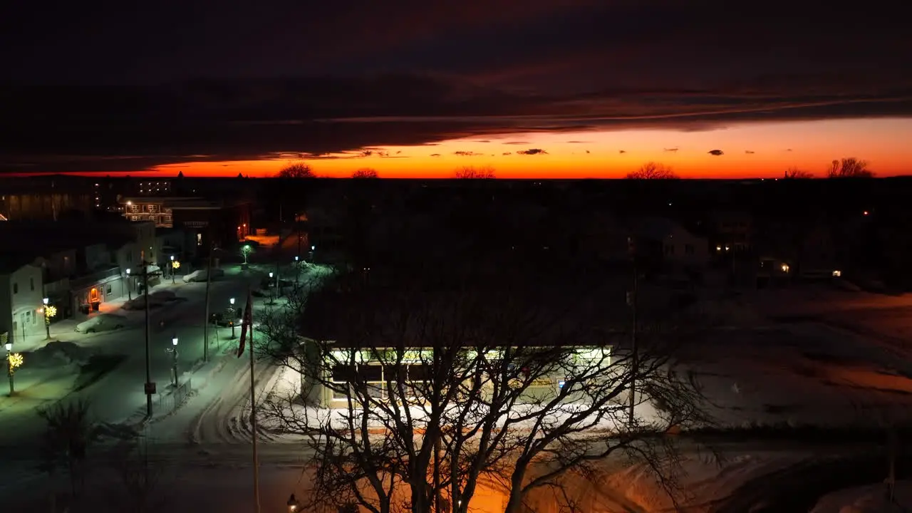 Colorful sunset on horizon at night