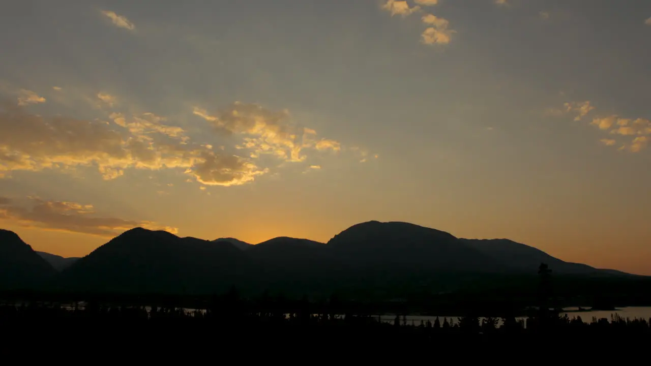 Sunset time lapse of lake and mountains