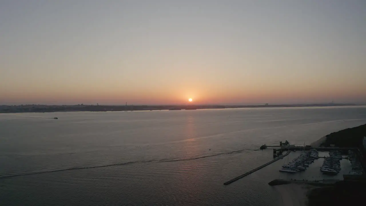 Huge sunrise in Troia Peninsula Setubal Portugal on a sunny day near Lisbon